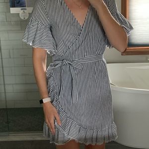 100% cotton striped wrap dress from Evereve